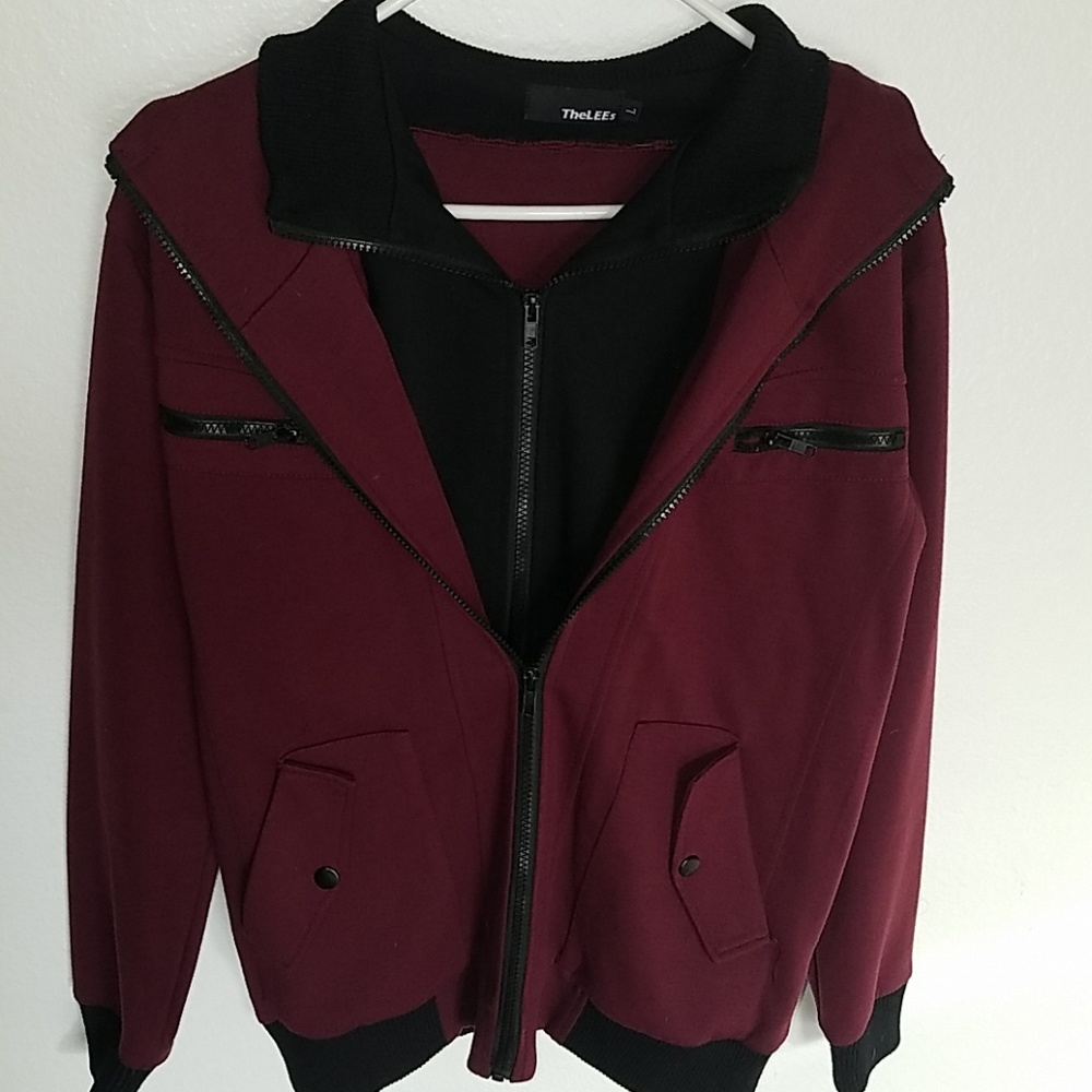 Burgundy and black jacket